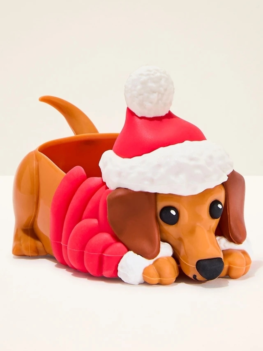 1 BBW / W SOAP Brown Dachshund Soap Holder with Red Santa Hat